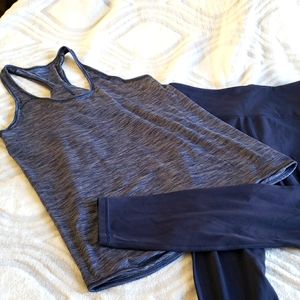 Lulemon tank and Athleta outfit navy blue